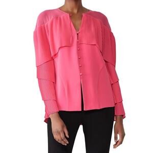 PRABAL GURUNG Collective Barbie Pink Pleated Sleeve Blouse